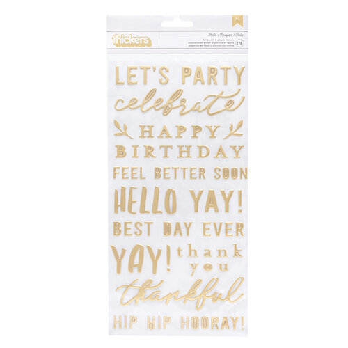 Jen Hadfield - Hey, Hello Collection - Thickers - Phrase - Puffy - Gold with Foil Accents