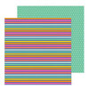 Pebbles - Live Life Happy Collection - 12 x 12 Double Sided Paper - Rainbow Stripes