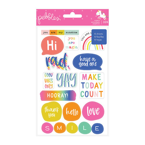 Pebbles - Live Life Happy Collection - Cardstock Sticker Book with Foil Accents