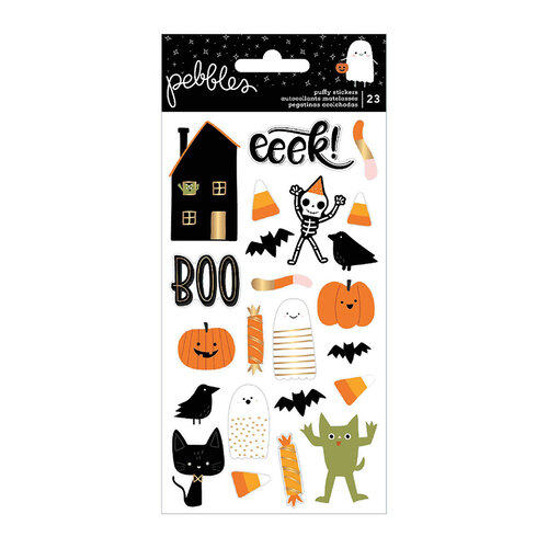 Pebbles - Spoooky Collection - Icon Puffy Stickers with Gold Foil Accents