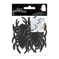 Pebbles - Spoooky Collection - Adhesive Wall Spiders - Black Glitter