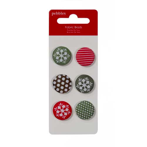 American Crafts - Pebbles - Welcome Christmas Collection - Fabric Brads