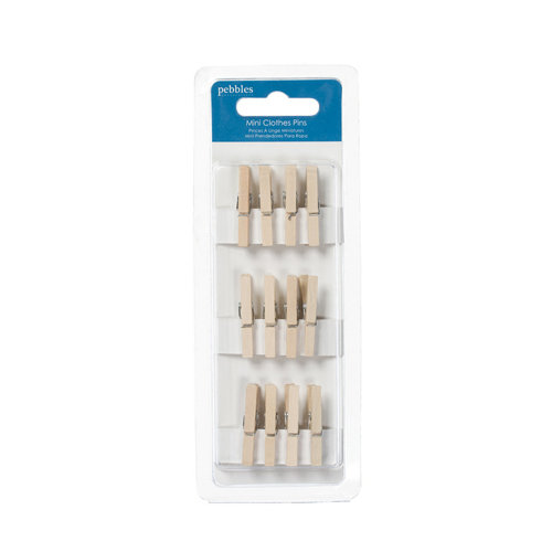 American Crafts - Pebbles - Fresh Goods Collection - Mini Clothes Pins - Natural Wood