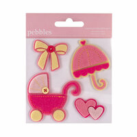 American Crafts - Pebbles - Layered Felt Embellishments - Baby Girl