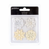 American Crafts - Pebbles - Mr and Mrs Collection - Self Adhesive Molded Metal Flowers