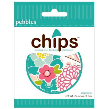 American Crafts - Pebbles - Floral Lane Collection - Chips - Chipboard Pieces