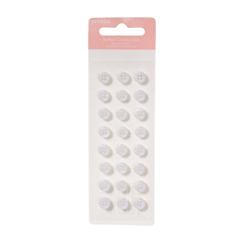 American Crafts - Pebbles - New Addition Girl Collection - Self Adhesive Candy Dots - White Buttons
