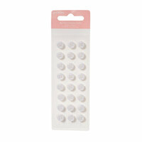 American Crafts - Pebbles - New Addition Girl Collection - Self Adhesive Candy Dots - White Buttons