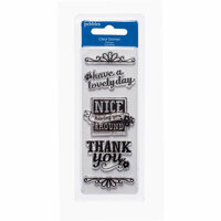 American Crafts - Pebbles - Fresh Goods Collection - Clear Acrylic Stamps - Nice Having You