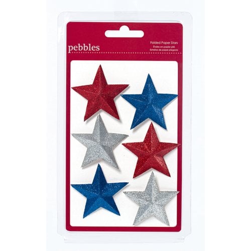 American Crafts - Pebbles - Let Freedom Ring Collection - Folded Glitter Paper Stars