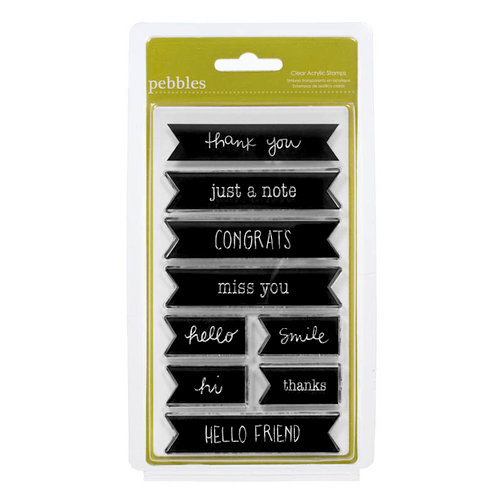 American Crafts - Pebbles - Sunnyside Collection - Clear Acrylic Stamps - Large