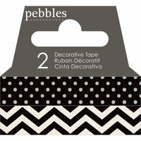 Pebbles - Basics Collection - Washi Tape - Dot and Chevron - Black