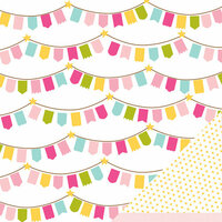 American Crafts - Pebbles - Ever After Collection - 12 x 12 Double Sided Paper with Glitter Accents - Royal Banner