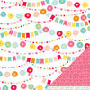 American Crafts - Pebbles - Hip Hip Hooray Collection - 12 x 12 Double Sided Glitter Paper - Let's Party