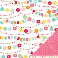 American Crafts - Pebbles - Hip Hip Hooray Collection - 12 x 12 Double Sided Glitter Paper - Let's Party