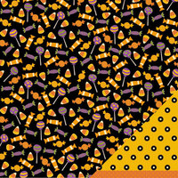 American Crafts - Pebbles - Tricks and Treats Collection - Halloween - 12 x 12 Double Sided Paper - Trick or Treat Ave.