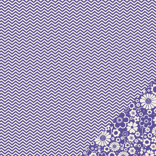 Pebbles - Basics Collection - 12 x 12 Double Sided Paper - Purple Chevron