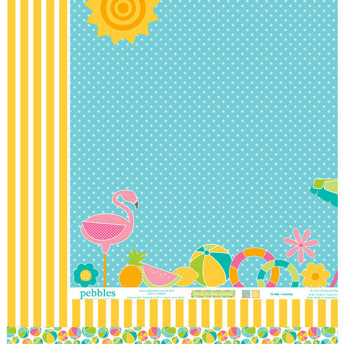 Pebbles - Party with Amy Locurto - 12 x 12 Double Sided Paper - Poolside