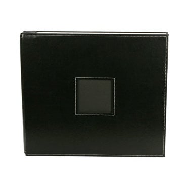 American Crafts - Leather Album - 12 x 12 - Post Bound - Black