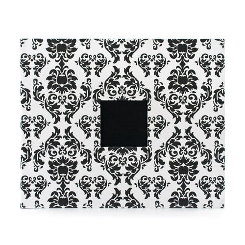 American Crafts - Patterned Cloth Album - 12 x 12 D-Ring - Black and White Damask