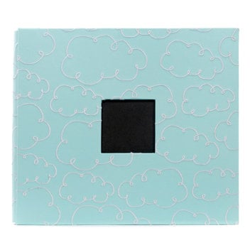 American Crafts - Embroidered Album - 12 x 12 - Post Bound - Blue with Clouds