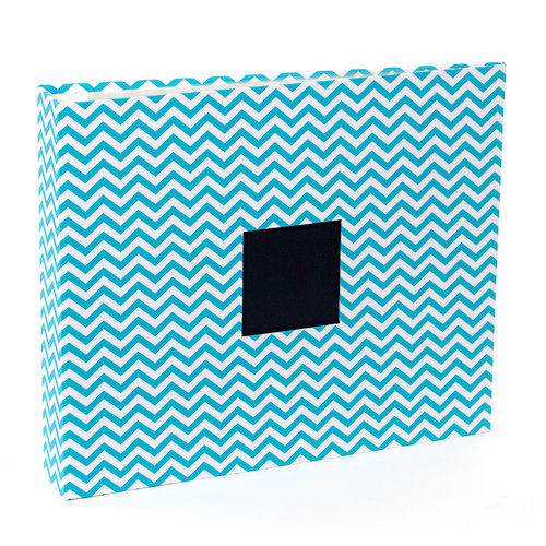 American Crafts - Patterned Cloth Album - 12 x 12 D-Ring - Teal Chevron