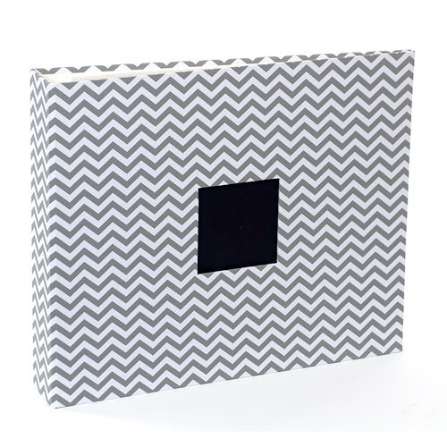 American Crafts - Patterned Cloth Album - 12 x 12 D-Ring - Gray Chevron