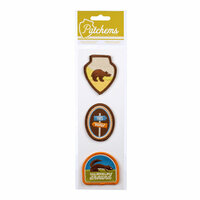 American Crafts - Campy Trails Collection - Patchems - 3 Embroidered Patches - Squirrel