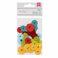 American Crafts - Flower Shoppe - Glitter Decorative Flowers - Felicia - Brights