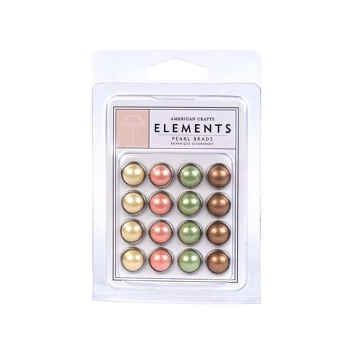 American Crafts - Botanique Collection - Pearl Brads - Assorted, CLEARANCE