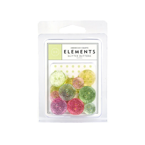 American Crafts - Glitter Buttons - Pastels, CLEARANCE