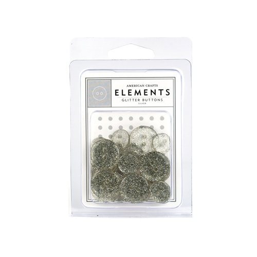 American Crafts - Glitter Buttons - Silver, CLEARANCE