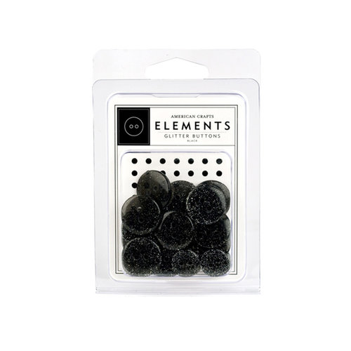 American Crafts - Glitter Buttons - Black, CLEARANCE