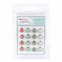 American Crafts - Dear Lizzy Christmas Collection - Pearl Brads - Assorted - Mini, CLEARANCE