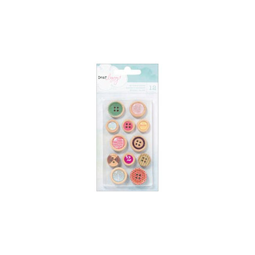 American Crafts - Dear Lizzy 5th and Frolic Collection - Wood Buttons with Epoxy Accents