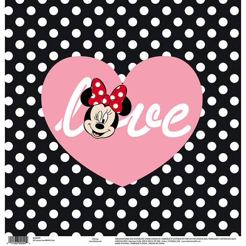 EK Success - Disney Collection - 12 x 12 Single Sided Paper - Love Black and White Dots