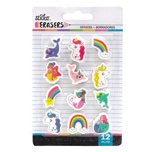 EK Success - Sticko - Erasers - Fantasy Small Erasers - 12 Pack