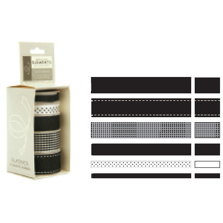American Crafts - Elements - Multisized Premium Designer Ribbon - Black Classics, CLEARANCE