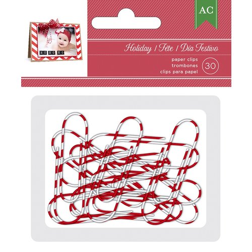 American Crafts - Christmas - Paper Clips - Striped