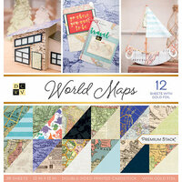 Die Cuts with a View - World Maps Collection - Foil Paper Stack - 12 x 12