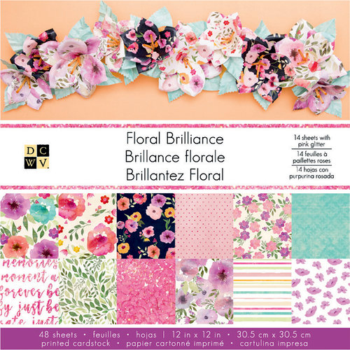 Die Cuts with a View - Floral Brilliance Collection - Glitter Paper Stack - 12 x 12