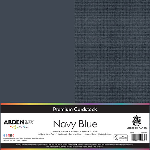 Arden Creative Studio - Premium Cardstock Collection - 12 x 12 - Navy Blue - 20 Sheets