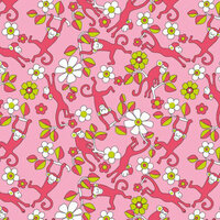Anna Griffin - Riley Collection - 12 x 12 Flocked Paper - Pink Monkeys, CLEARANCE