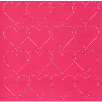 Anna Griffin - Valentina Collection - 12 x 12 Stitched Cardstock Sheet - Pink Hearts, CLEARANCE