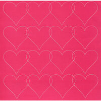 Anna Griffin - Valentina Collection - 12 x 12 Stitched Cardstock Sheet - Pink Hearts, CLEARANCE