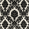 Anna Griffin - Esmerelda Collection - Halloween - 12 x 12 Flocked Paper - Black Flourish