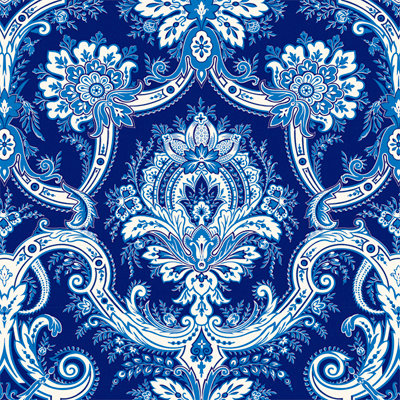 Anna Griffin - Willow Collection - 12 x 12 Flocked Paper - Blue Damask