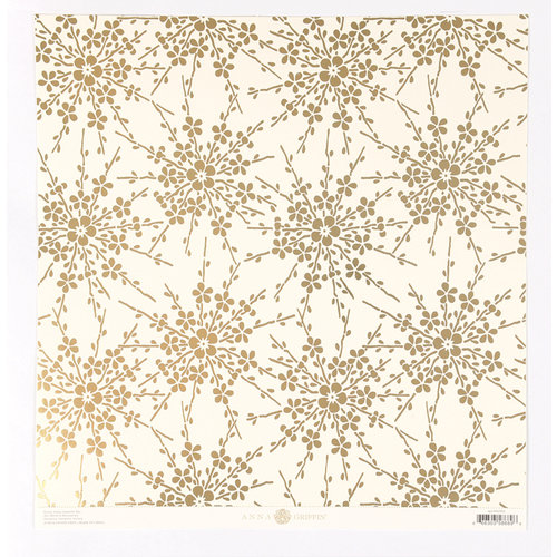 Anna Griffin - Honoka Collection - 12 x 12 Foiled Paper - Ivory Blossom