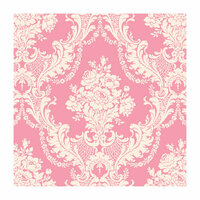 Anna Griffin - 12 x 12 ivory Flocked Paper - Damask