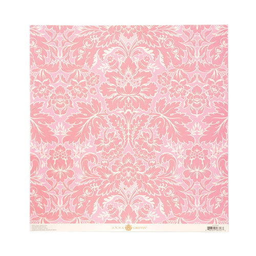 Anna Griffin - Olivia Collection - 12 x 12 Embossed Paper - Acanthus Pink